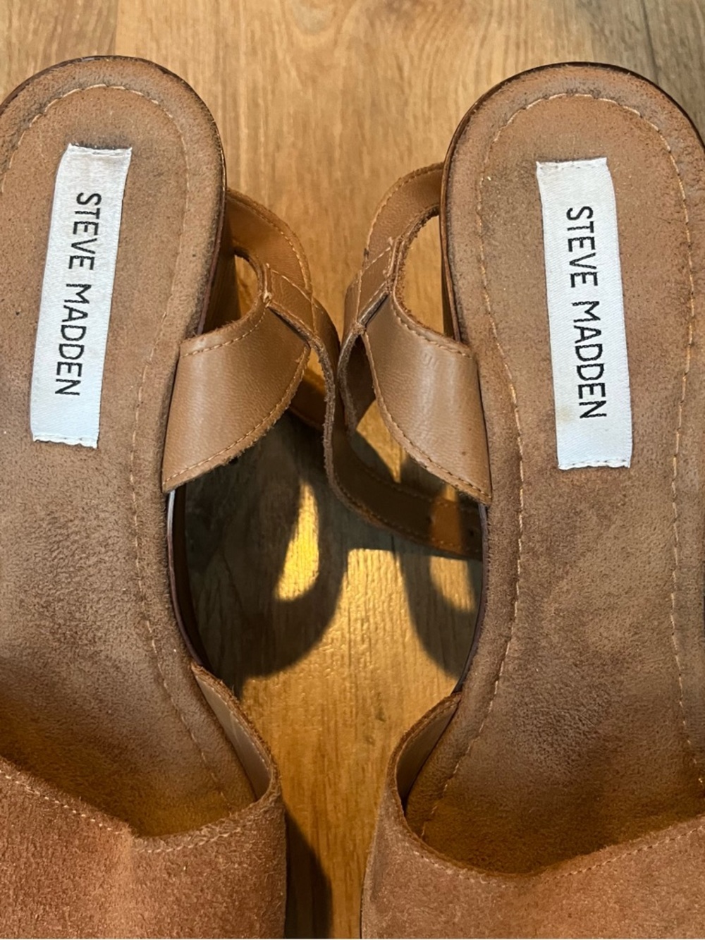 Steve Madden Y2K Platform Sandals Wood Heels Brown Suede - Picture 8 of 10